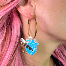 Load image into Gallery viewer, Chopped Hologram Heart Hoops - Dreamy Iridescent