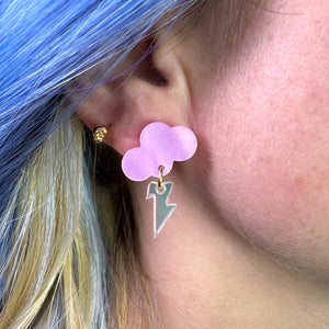 Baby Rain Cloud Earrings - Pink/Iridescent Shimmer