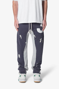 3 Patch Contrast Sweatpants - Blue