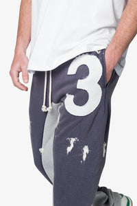 3 Patch Contrast Sweatpants - Blue