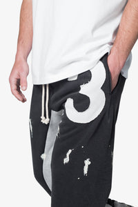 3 Patch Contrast Sweatpants - Washed Black