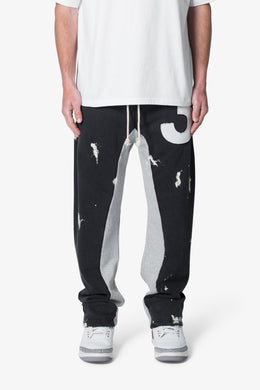 3 Patch Contrast Sweatpants - Washed Black