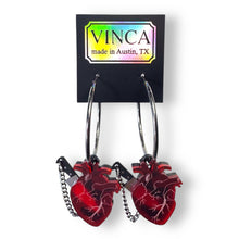 Load image into Gallery viewer, Chopped Heart Hoops Red/Silver/Black