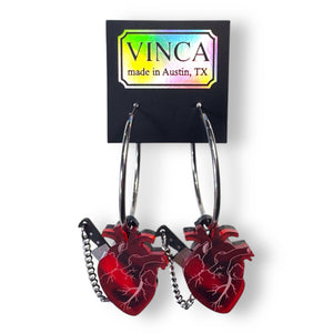 Chopped Heart Hoops Red/Silver/Black