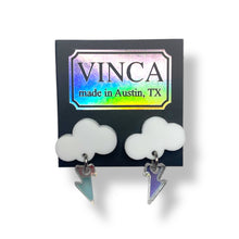 Load image into Gallery viewer, Baby Rain Cloud Earrings - White/Iridescent