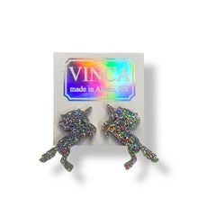 Load image into Gallery viewer, Large Unicorn Earrings in Glitter Hologram