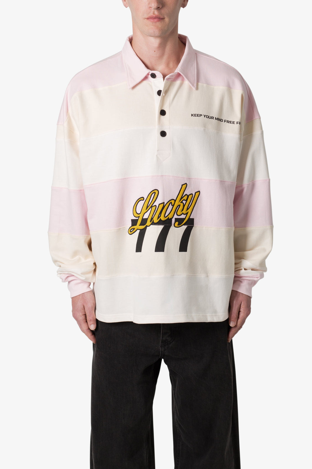 777 Lucky Striped Rugby - Peach