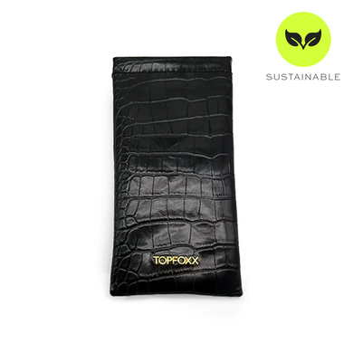 Black Faux  Croco Soft Pouch