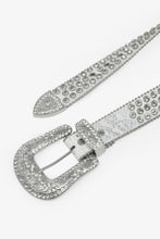 Load image into Gallery viewer, Allover Rhinestone Studded Belt - White