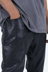 B169 Leather Flare Pants - Black