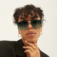 Load image into Gallery viewer, Bella - Dark Green Oversized Squared Aviators