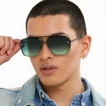 Load image into Gallery viewer, Bella - Dark Green Oversized Squared Aviators