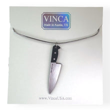 Load image into Gallery viewer, Chef&#39;s Knife Necklace in Silver/Black