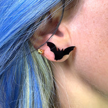 Load image into Gallery viewer, Bat Earrings in Solid Black