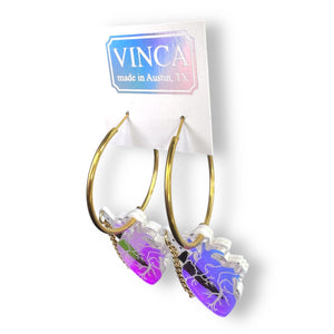 Chopped Hologram Heart Hoops - Dreamy Iridescent