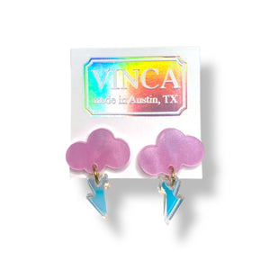 Baby Rain Cloud Earrings - Pink/Iridescent Shimmer