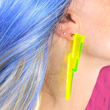 Load image into Gallery viewer, Lightning Bolt Earrings in Clear Green