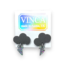 Load image into Gallery viewer, Baby Rain Cloud Earrings - matte black