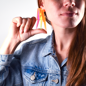 Lightning Bolt Earrings in Clear Green