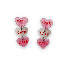 Load image into Gallery viewer, Cats Cats Cats Candy Heart Dangle Earrings