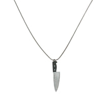 Load image into Gallery viewer, Chef&#39;s Knife Necklace in Silver/Black