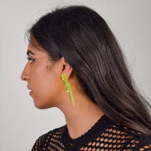 Load image into Gallery viewer, Lightning Bolt Earrings in Clear Green