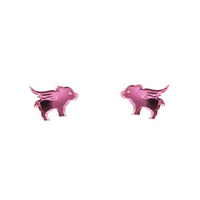 Load image into Gallery viewer, Flying Pig Earrings in Mirror Pink