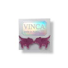 Load image into Gallery viewer, Flying Pig Earrings in Mirror Pink