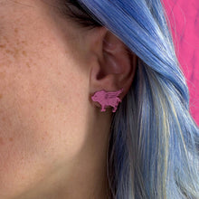 Load image into Gallery viewer, Flying Pig Earrings in Mirror Pink