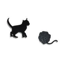 Load image into Gallery viewer, Kitten &amp; Yarn Earrings Set of Two in Black